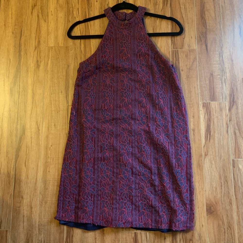 Semi formal pink and blue lace dress